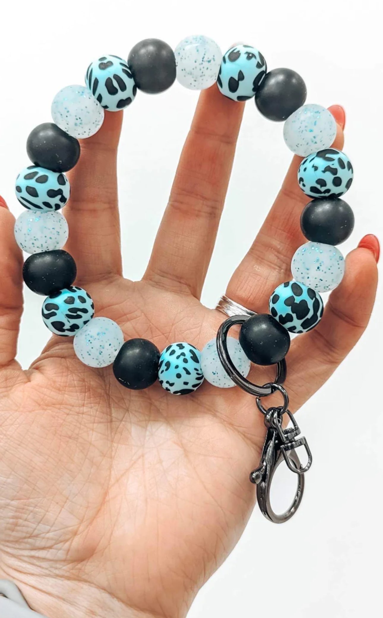 Light Blue Glitter Cow Wristlet