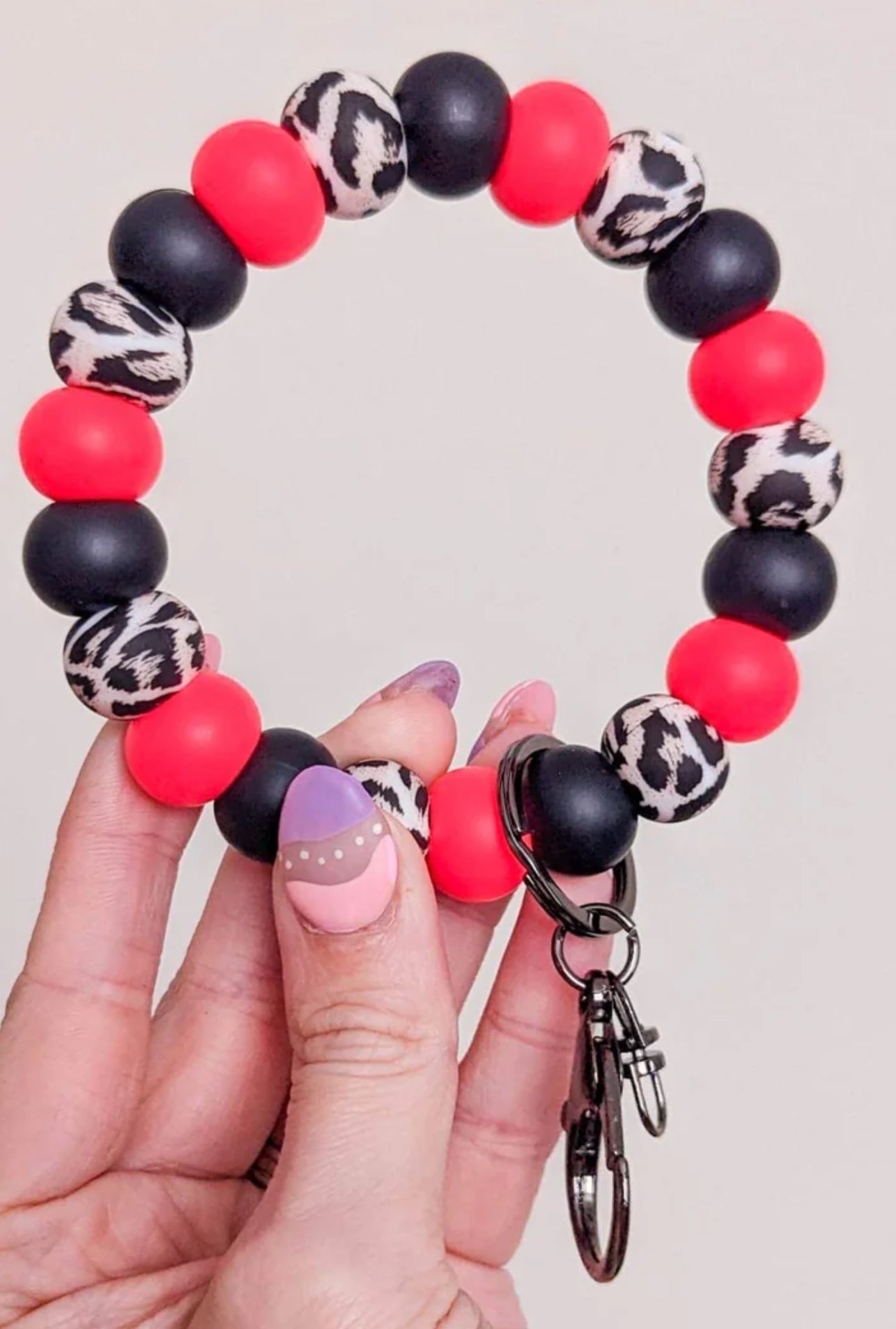 Red/Black Leopard Wristlet