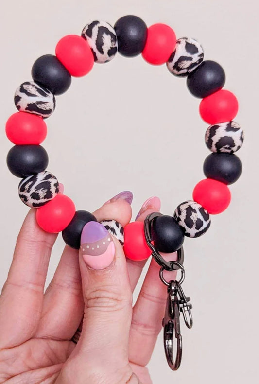 Red/Black Leopard Wristlet