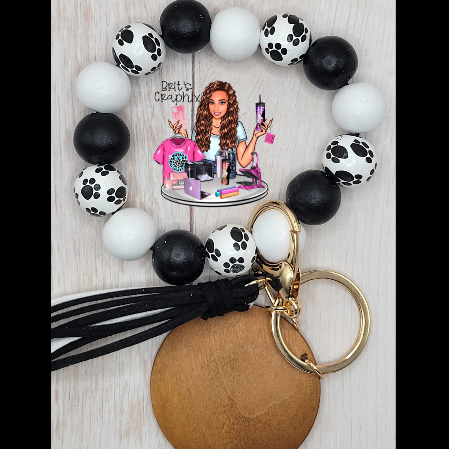 Paw Print silicone bead wristlet