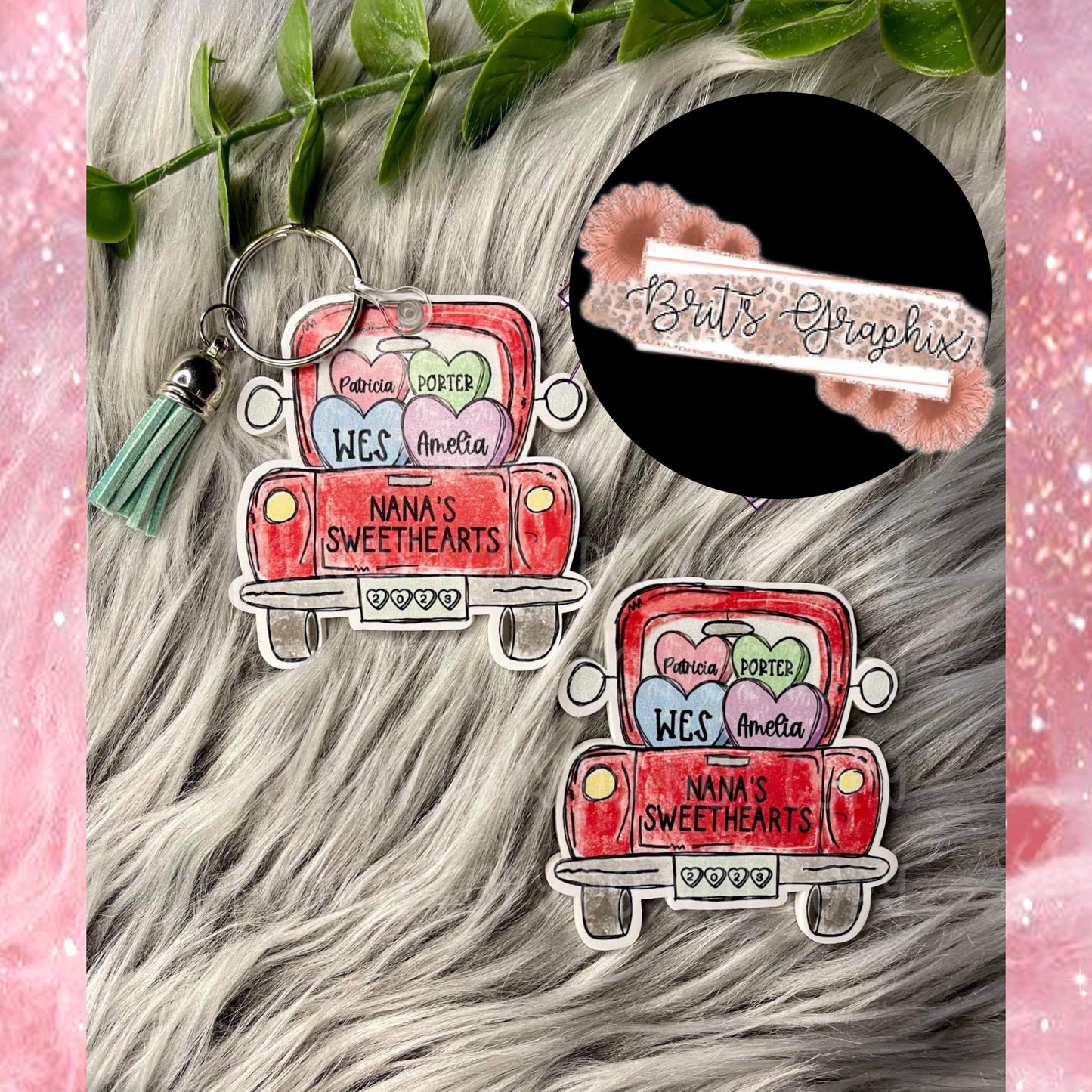 Valentines Truck Keychains