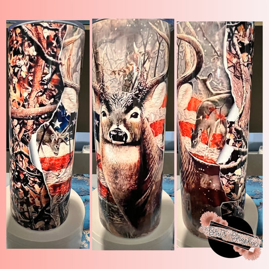 Patriotic Deer Tumbler